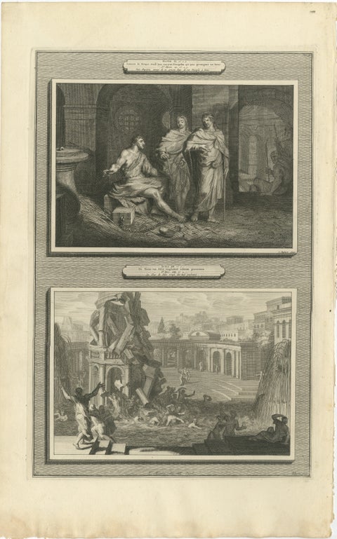 John the Baptist in Prison & Fall of the Tower of Siloam, Pieter Mortier, c.1700, view 2