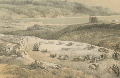 19th-Century Chromolithograph of Jericho, Biblical Landscape After David Robert, close-up 1