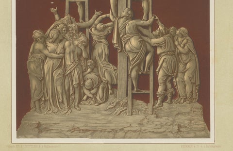 Antique Chromolithograph Deposition of Christ, Reiche Kapelle Munich, 1874, close-up 6