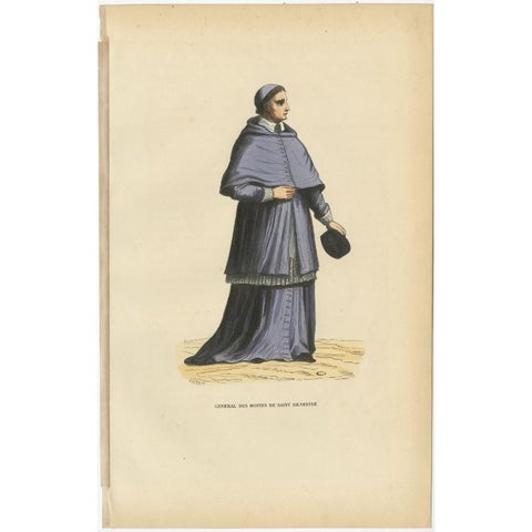 Antique Print of a Sylvestrine Monk, 1845, view 2