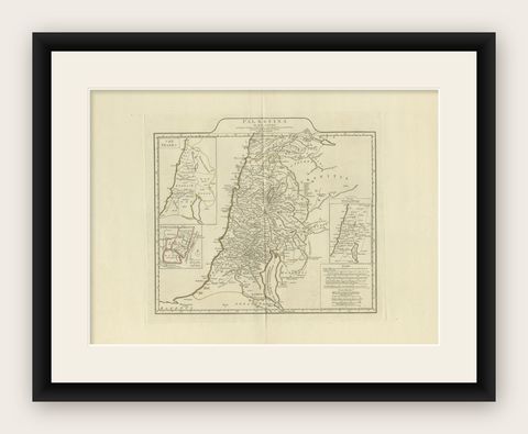 1767 D’Anville Map of the Holy Land: Ancient Divisions and Biblical Geography, shown framed
