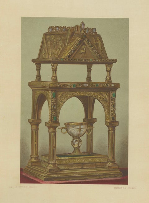 Sacred Splendor of the Reiche Kapelle Munich, Antique Chromolithograph, 1874, close-up 2