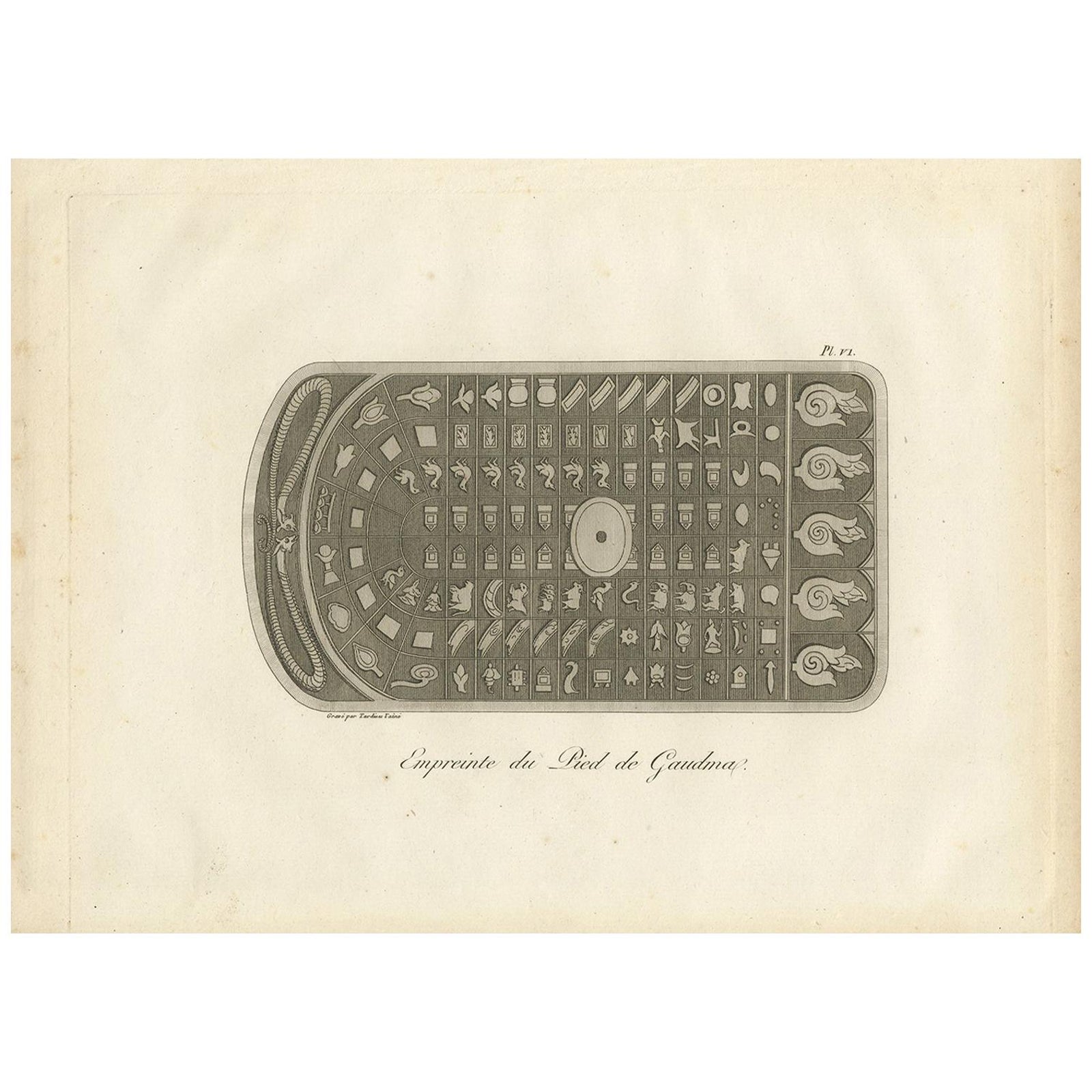 Antique Print of Buddha's Footprint by Symes (1800)