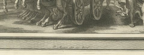 A Lord Trampled at Samaria and the Death of Jezebel, Pieter Mortier, circa 1700, close-up 1
