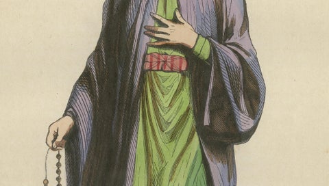 Turkish Religious Scholar, Antique Ottoman Costume Lithograph, c.1852, close-up 3