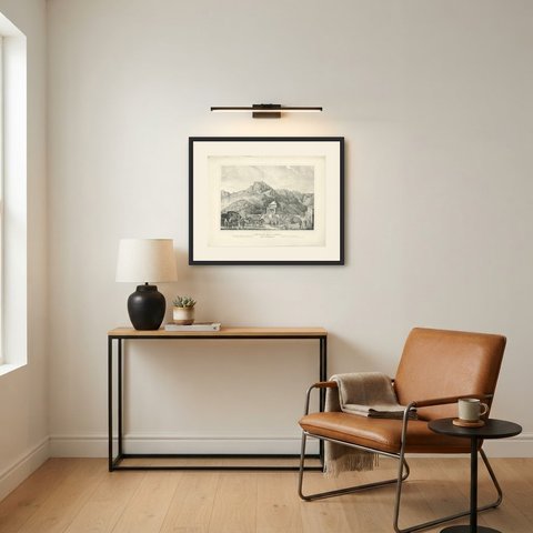 Temple of Saint Francis on Monte Velebich, Lithograph, circa 1840, shown framed in a room, true to size