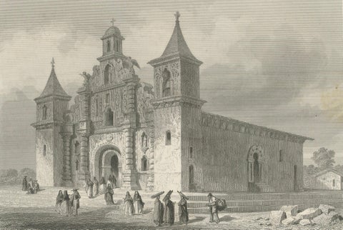 Honduras Colonial Church La Merced, 19th Century Architectural Engraving, 1867, close-up 1