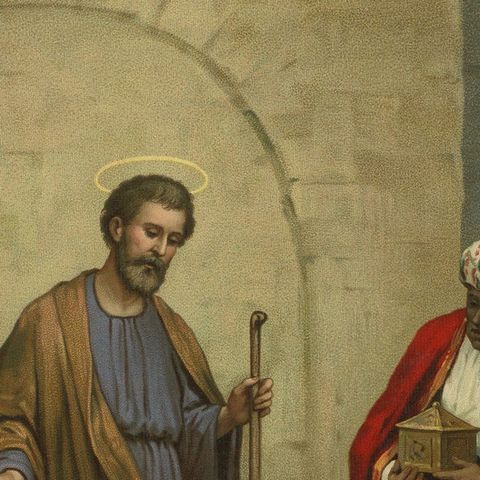 Holy Family and Three Kings, c.1900 German Religious Chromolithograph, close-up 4