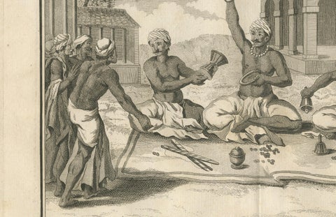 Hindu Priestly Assembly, Poutchari of Maarraami, Engraving, 1806, close-up 1