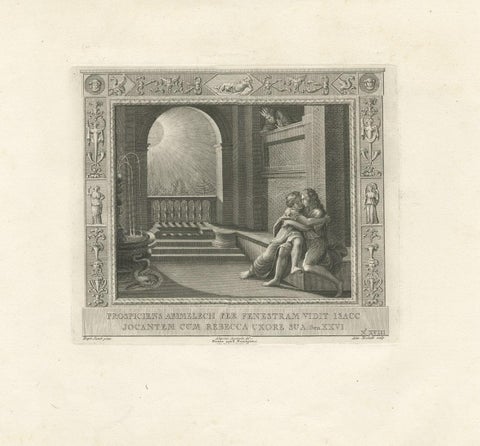 Antique Religion Print Depicts the Lord Appearing to Isaac, C.1850, close-up 2