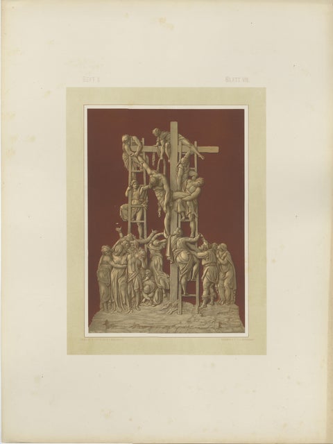 Antique Chromolithograph Deposition of Christ, Reiche Kapelle Munich, 1874