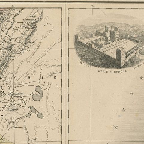 Palestine: Tribes & Maccabees, Antique Map by Migeon, Paris, 1892, close-up 1