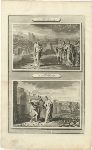 Samuel at Mizpah and Samuel Anoints Saul King, Mortier Bible circa 1700, view 2