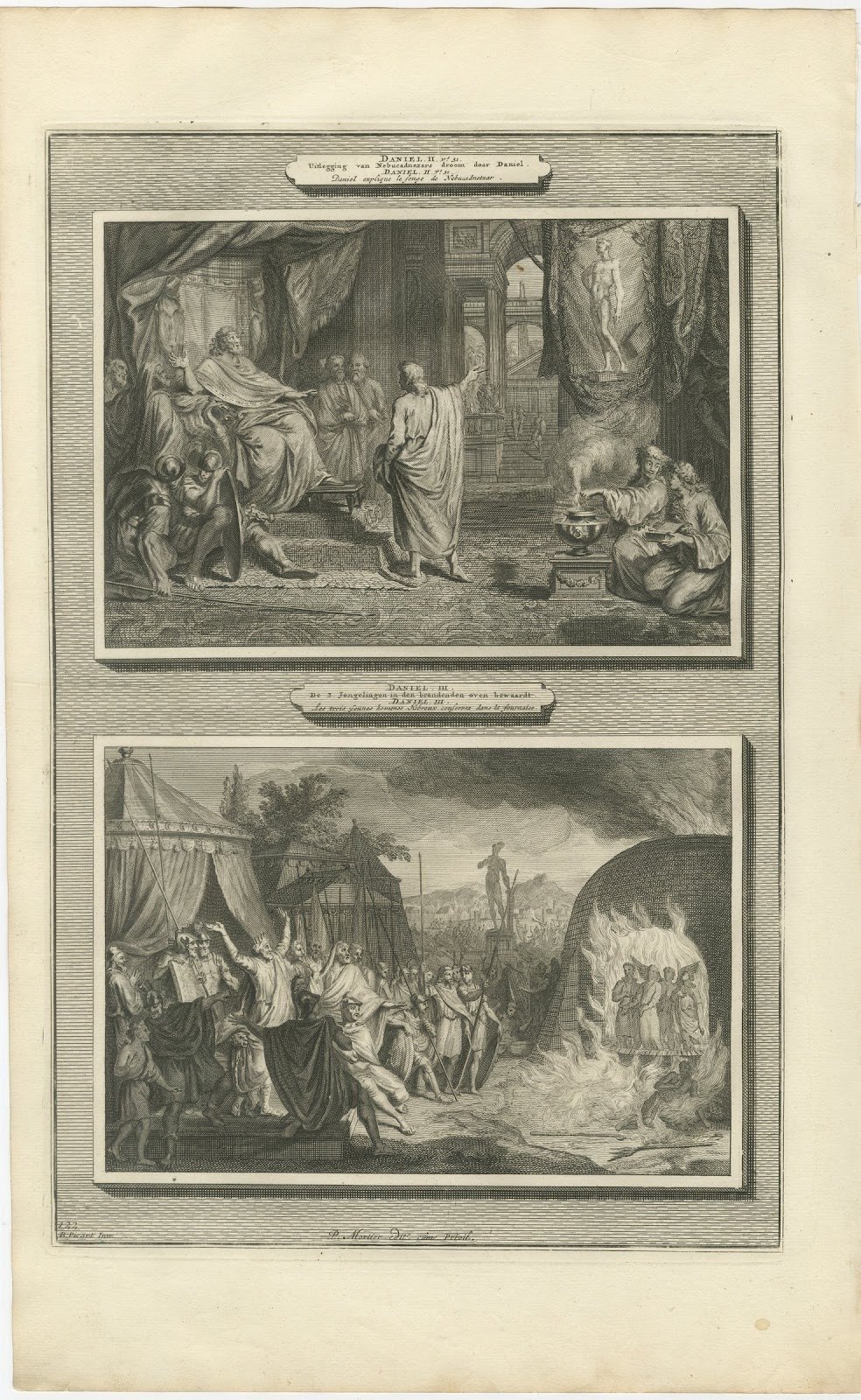 Daniel Interprets the Dream and the Fiery Furnace, Pieter Mortier, circa 1700