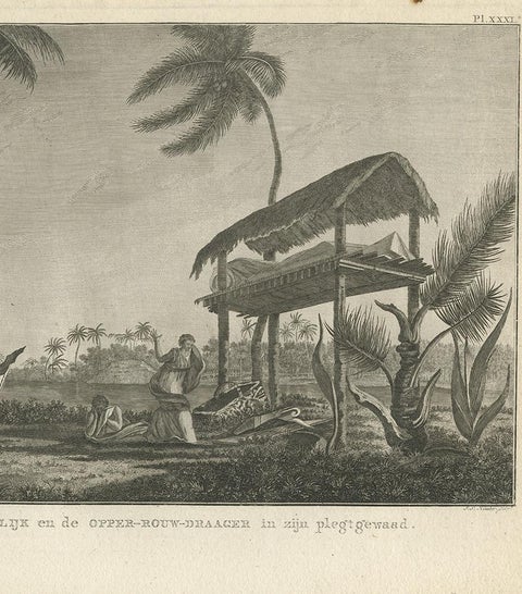Antique Print of a Funeral Ritual by Cook, 1803, view 4