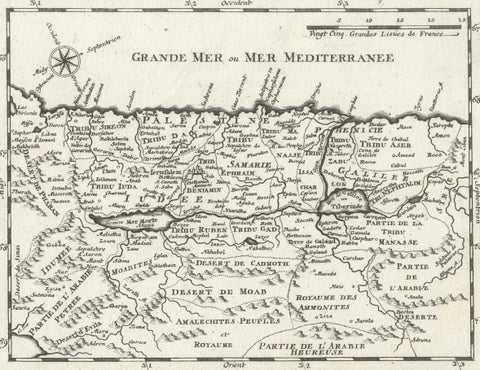 Antique Map of the Holy Land Palestine & Jerusalem, Elias Baeck ca. 1700, close-up 2