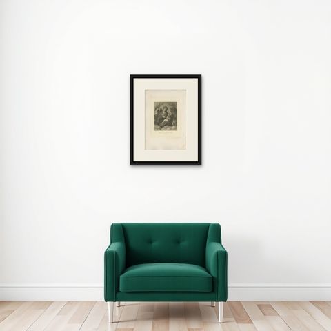 Antique Print of 'Madonna and Child with Angels' Made after Correggio 'c.1890', shown framed on a wall, true to size