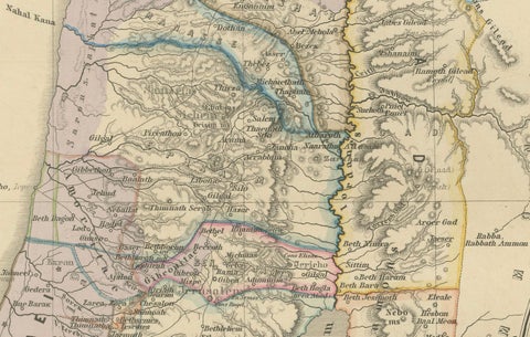 Historical Map of Canaan with Insets of Jerusalem and Surrounding Regions, 1880, close-up 2