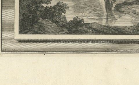 John the Baptist & Baptism of Christ, Pieter Mortier Engraving, ca.1700, close-up 1