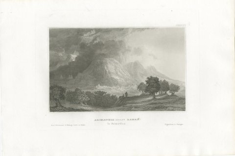 Antique Biblical View of Arimathea, Ramah, in Palestine, circa 1850, view 2