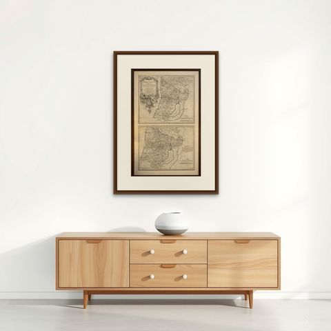Antique Holy Land Map, Terrae Sanctae Tabula, Guillaume De L’Isle, 1782, shown framed on a wall, true to size