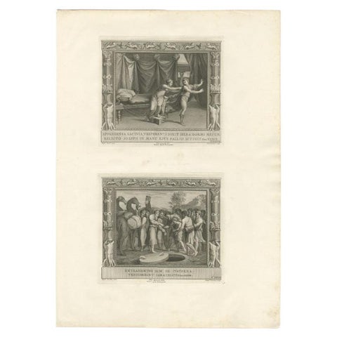 Old Religion Print of Joseph & Potiphar's Wife & Him Being Sold by His Brothers, view 2