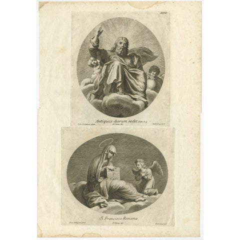 Scarce Engravings of the Ancient of Days of God from the Bible Book of Daniel, view 2