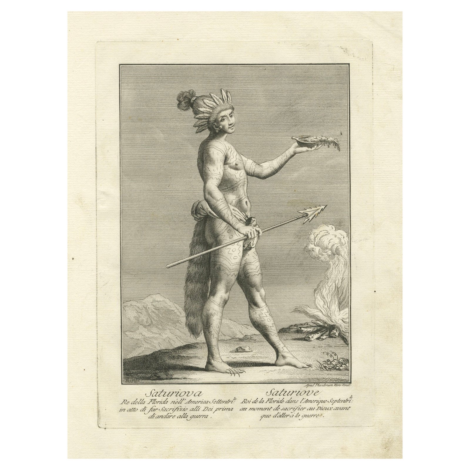Saturiova: The Warrior King of Florida Performing a Ritual Sacrifice, c.1790
