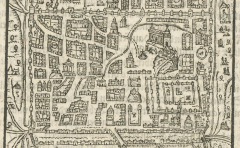 17th Century Woodcut Map of Jerusalem from Abraham Saur’s Städte-Buch, 1658, close-up 2