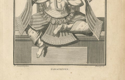 1806 Engraving: Parachiven's Fierce Divinity in Hindu Mythology, close-up 2