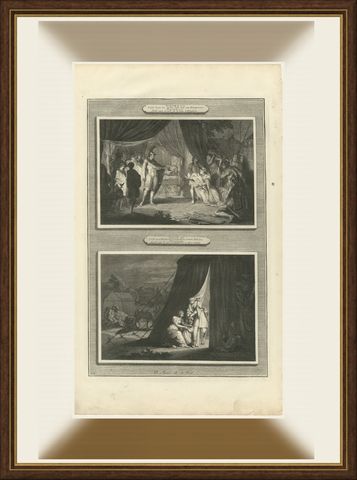 Judith Before Holofernes and Judith Beheads Holofernes, Mortier circa 1700, shown framed