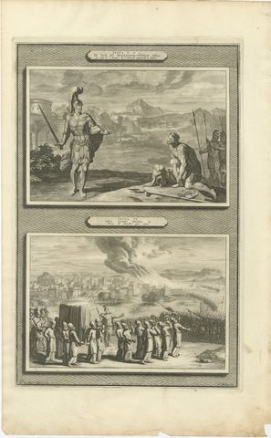 Joshua Meets the Angel and the Fall of Jericho, Mortier Bible circa 1700, view 2