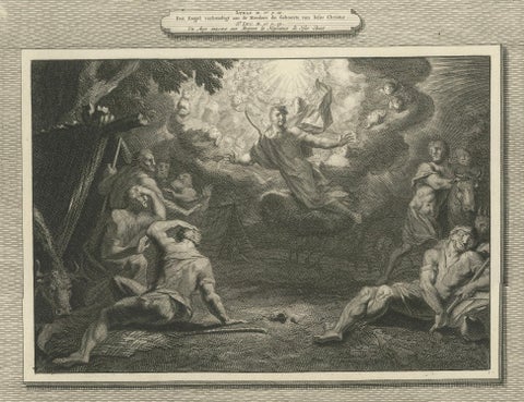 Annunciation to the Shepherds & Circumcision of Christ, Pieter Mortier, ca. 1700, close-up 6