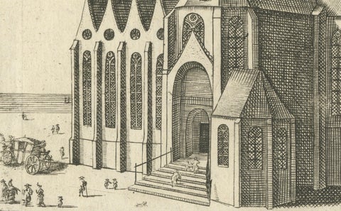 1720 Etching of St. Christopher's Cathedral in Roermond by Jacobus Harrewijn, close-up 3