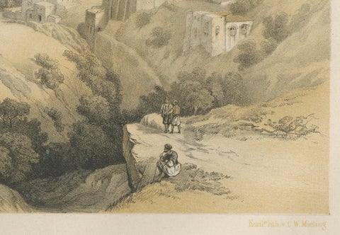 19th-Century Chromolithograph of Bethlehem, Biblical Landscape of 1862, close-up 1