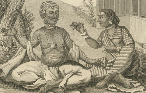 Hindu Couple with Ritual Implements, Poutchari of Darma Raja, 1806, close-up 3