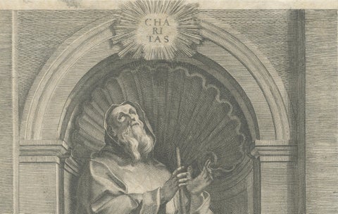Saint Francis of Paola, engraving by Antonio Gramignani, Rome, 17th century, close-up 1