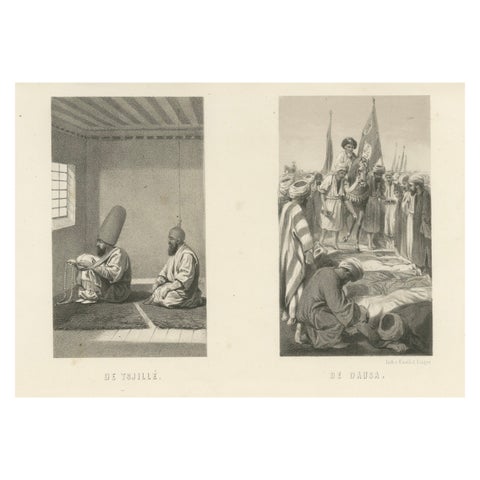 Islamic Sufi Ritual Print The Tschillé and the Dausa, 1863 Dutch Lithograph