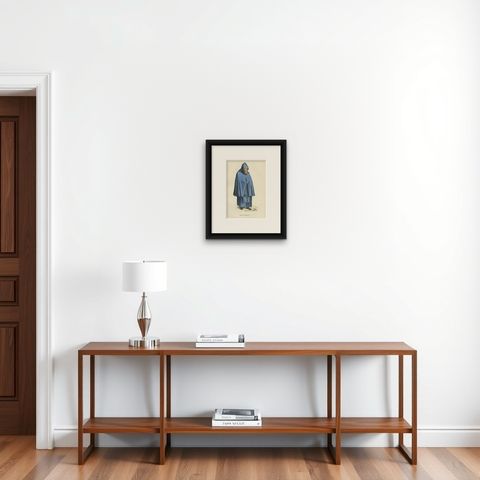 Old Print of a Vallombrosian, a Monastic Religious Order in the Catholic Church, shown framed on a wall, true to size
