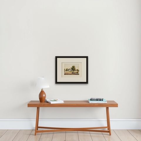 Antique Print of a Church in Batavia 'Jakarta', Indonesia 1888, shown framed on a wall, true to size