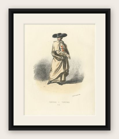 Trinitaire, Litho of a Trinitarian Monk of the Order of the Most Holy Trinity, shown framed