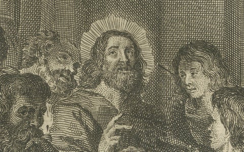 Last Supper Engraving, Luke XXII Institution of Lord’s Supper c.1735, close-up 3