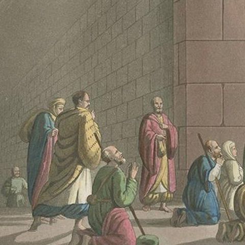 Antique Print of the Tomb of the Virgin Mary by Ferrario '1831', close-up 1
