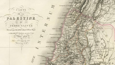 Antique Map of Palestine and the Holy Land, Lapie, Paris, 1838, close-up 3