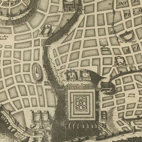 Rare Town Plan of Jerusalem, Includes an Extensive Key to Locations etc, 1708, close-up 2