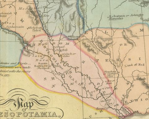Antique Scripture Map of Mesopotamia and the Adjacent Countries, 1823, close-up 3