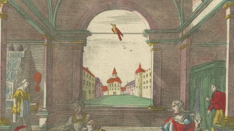 Optica Print of Joseph's Robe Shown to Jacob, 1770, Hand-Colored Biblical Scene, close-up 6