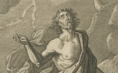 Christ's Ascension Engraving, Acts I Ascension Scene c.1735, close-up 5