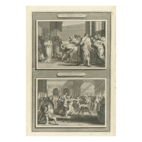 Biblical Engravings, Christ, The Adulterous Woman & The Stoning of Stephen 1700