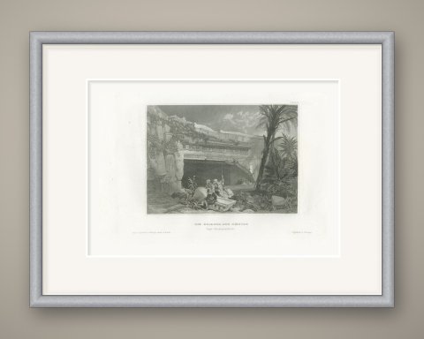 Antique View of the Tombs of the Kings, Jerusalem, Steel Engraving, circa 1850, shown framed
